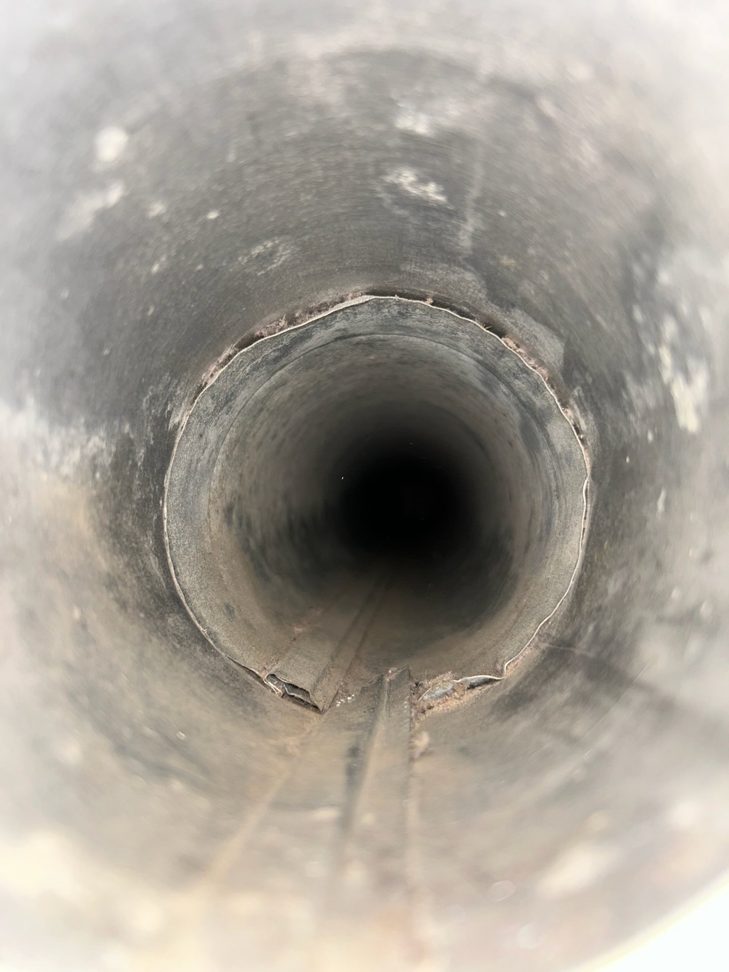 Camera-scope view of a clean dryer duct interior