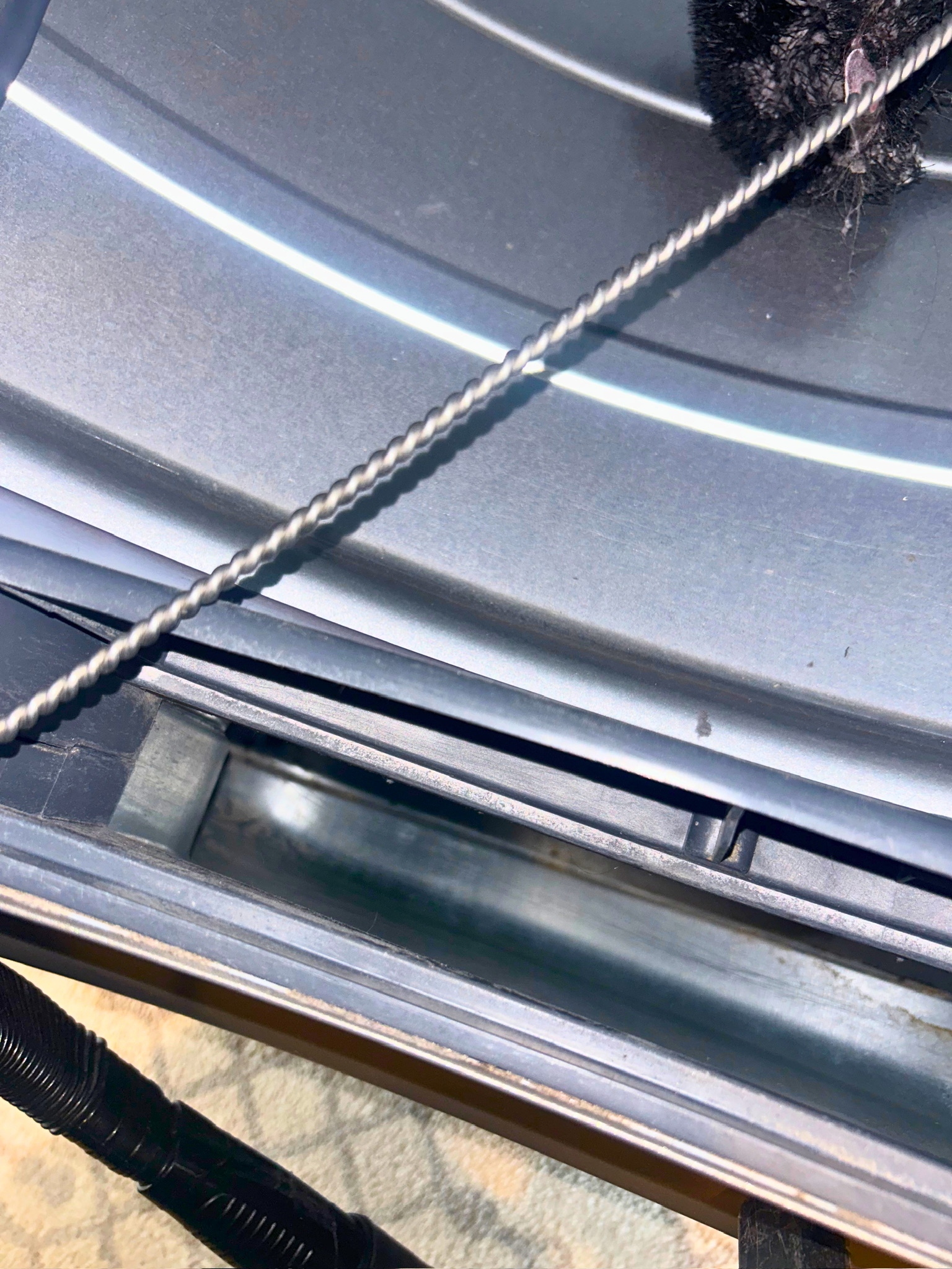 Mid-installation view of a dryer vent line