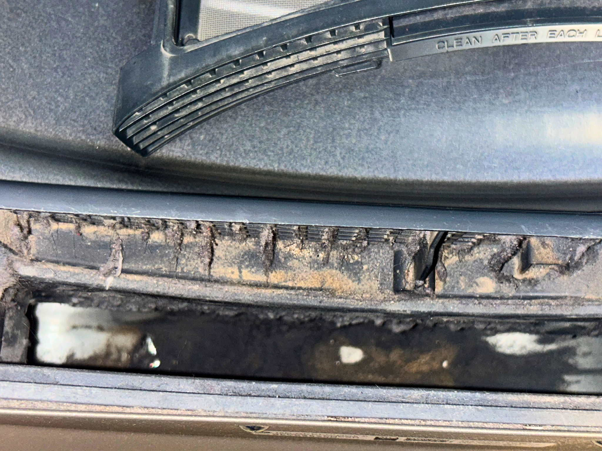 Corroded and damaged exterior vent strip
